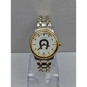 Aigner Como Swiss Made Two Tone Womens Watch Quartz New Battery Mother Of Pearl